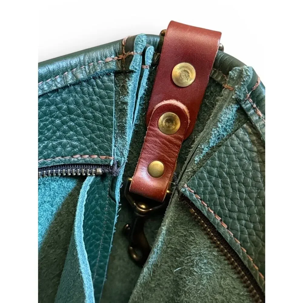 Go Forth Goods Celeste Leather Hobo Crossbody Shoulder Bag Forest Green Saddle